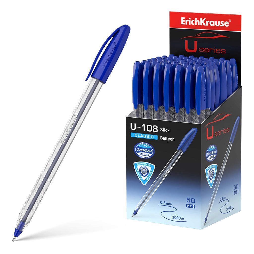 Обложка товара «Ручка шариковая ErichKrause U-108 Stick Classic 1.0, Ultra Glide Technology, цвет чернил синий »