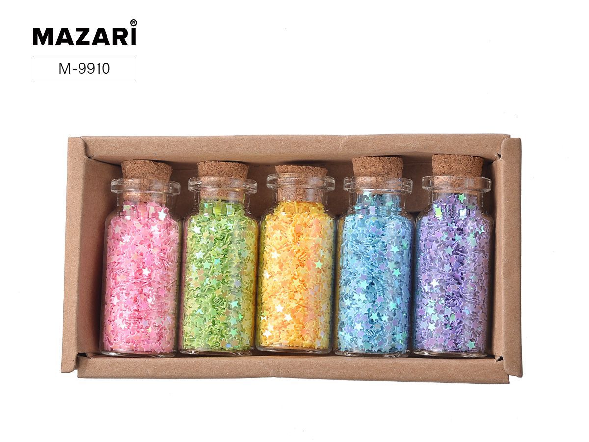 Набор конфетти декоративных № 4, 5 цветов x 6 г, стеклянная колба / картонная коробка