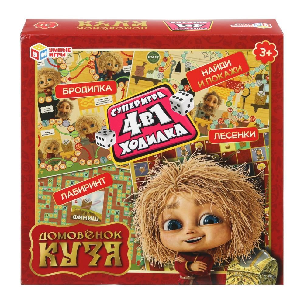 Обложка товара «Домовенок Кузя. Настольная игра-квадрат. 40 карточек. 4 поля. 250х250х55 мм. Умные игры »