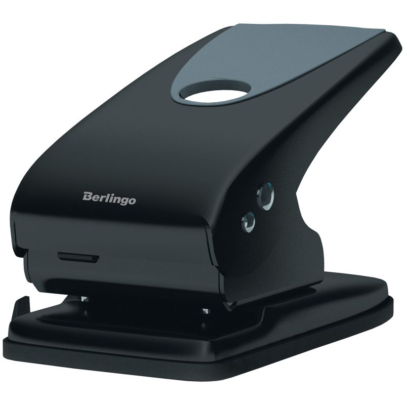 Дырокол Berlingo "Office Soft" 65л., металлический, черный, с линейкой L1630