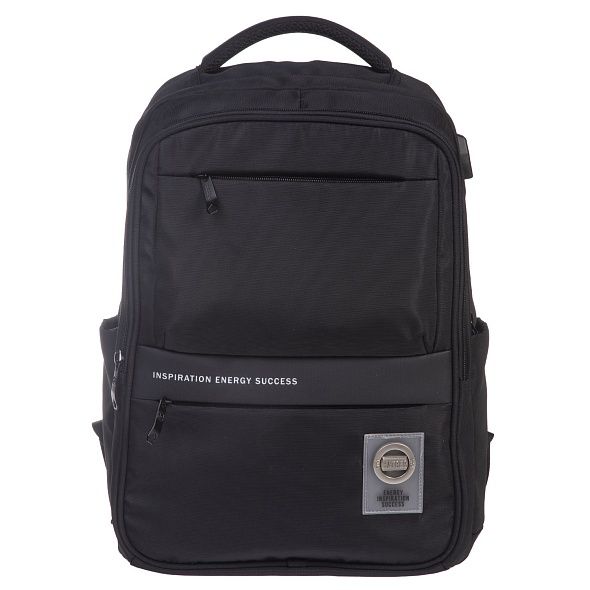 Рюкзак Hatber PRO-BLACK- 43х31,5х14,5см полиэстер нагрудная стяжка 2 отделения 4 кармана, с USB-выходом