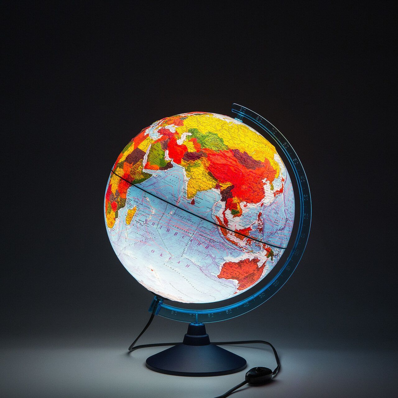 Глобус Земли физико-политический 320мм с подсветкой Рельефный Классик Евро