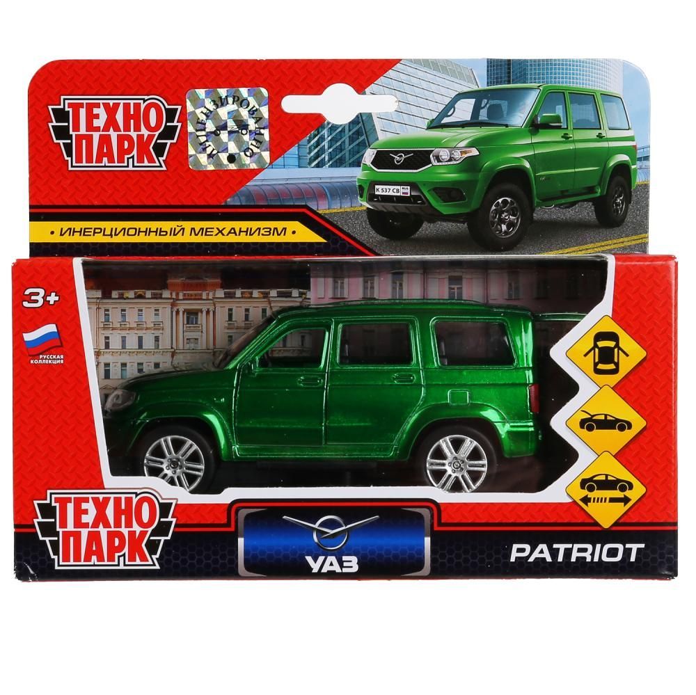 Обложка товара «Машина металл UAZ patriot, 12 см, дв., багаж., инерц., зеленый, кор. Технопарк »