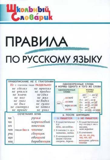 Русский язык Правила по русскому языку Школьный словарик И.В. Клюхина (2023)