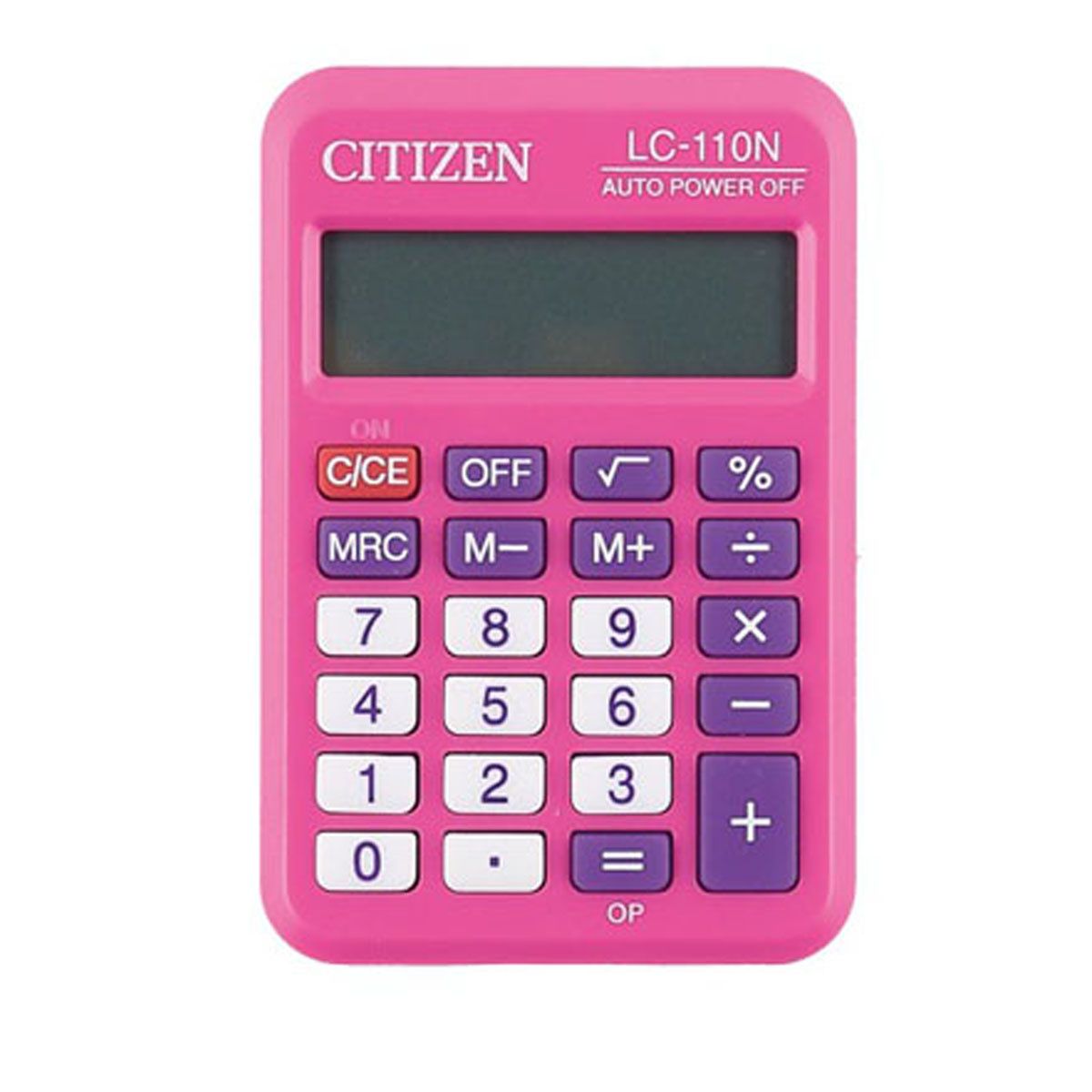 Калькулятор карманный Citizen LC-110NPK, 8 разр., питание от батарейки, 58*87*12мм, розовый LC-110NP