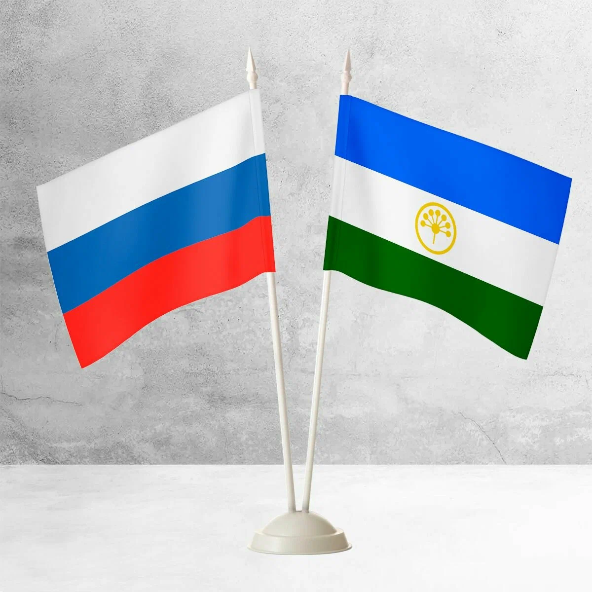 Флаг РБ и РФ 12*18 см с подставкой настольный двойной