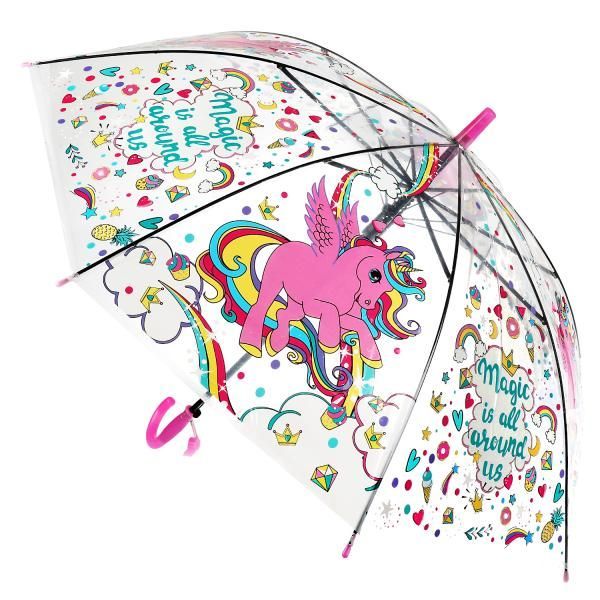 Зонт детский r-50см, прозрачный, полуавтомат ИГРАЕМ ВМЕСТЕ 