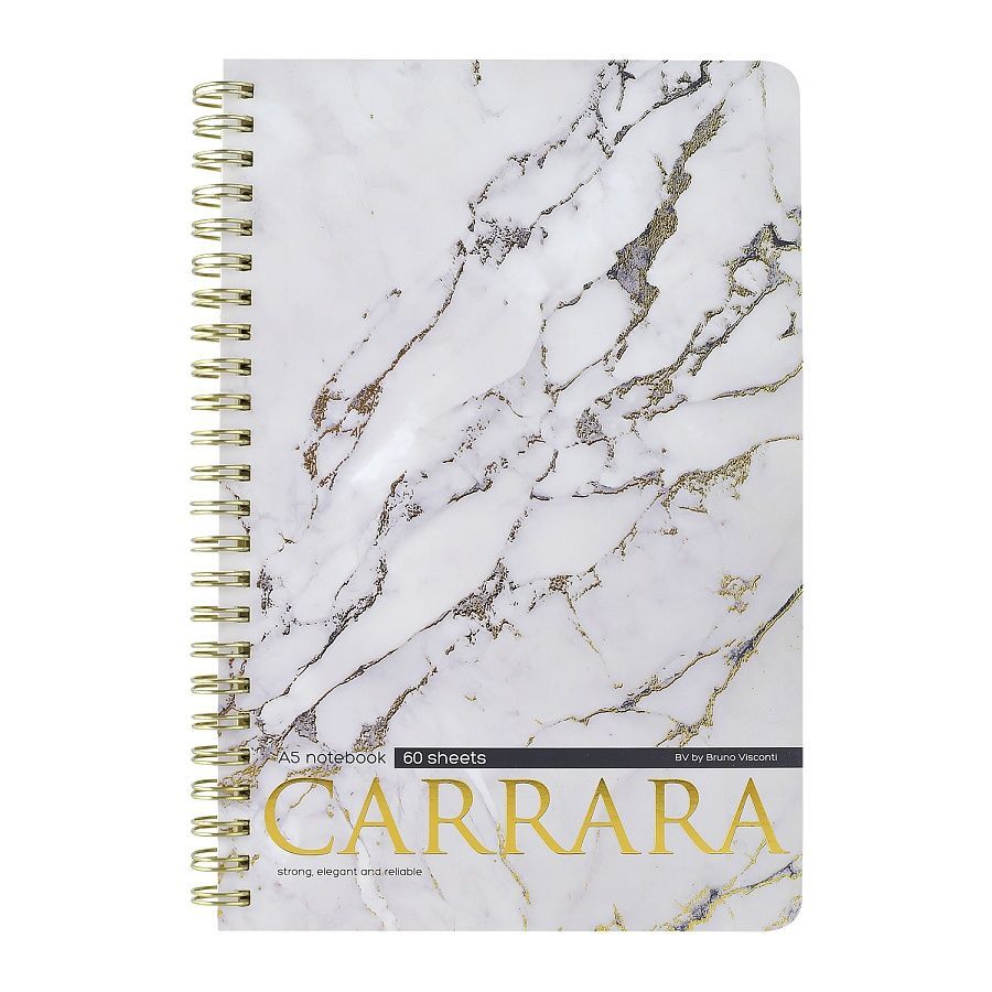 Обложка товара «ТЕТРАДЬ НА ГРЕБНЕ, А5, Bruno Visconti "CARRARA" 60л. клетка»