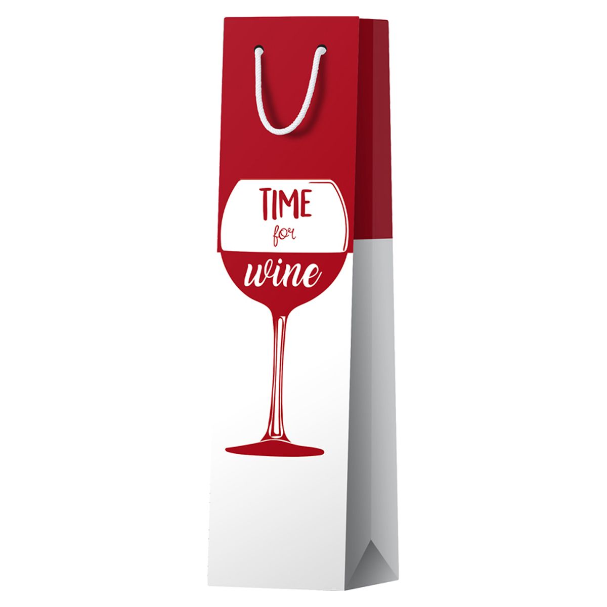 Пакет подарочный 12*36*8,5см ArtSpace "Time for wine. Red", матовое ламинирование, выборочный лак, под бутылку 