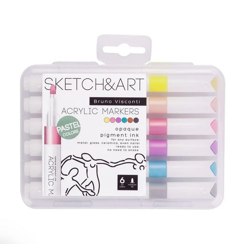 Обложка товара «НАБОР МАРКЕРОВ АКРИЛОВЫХ "SKETCH&ART. ПАСТЕЛЬНЫЕ ЦВЕТА", 6 цветов»