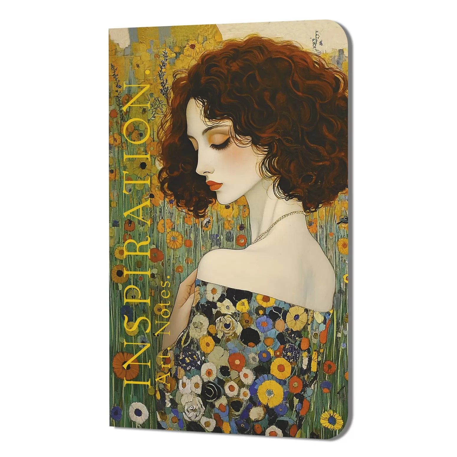 Обложка товара «Блокнот Inspiration. Art. Notes. Климт (рыжая, кудрявая девушка, платье в цветочек)»