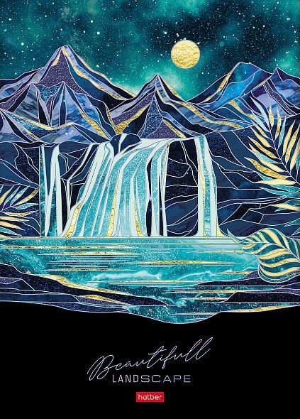 Бизнес-блокнот 80л А4ф 210х290мм 5-цв. блок клетка тв.переплет -Золотые склоны гор-