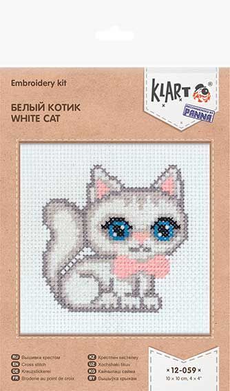 Обложка товара «Набор для вышивания "Белый котик" 10  х 10  см»