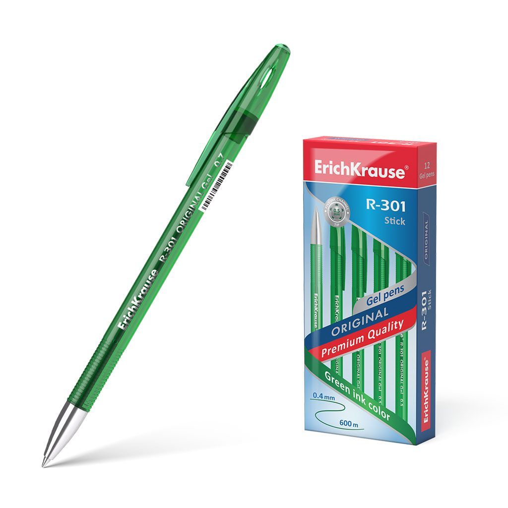 Ручка гелевая ErichKrause R-301 Gel Stick Original  0.5, цвет чернил зеленый 
