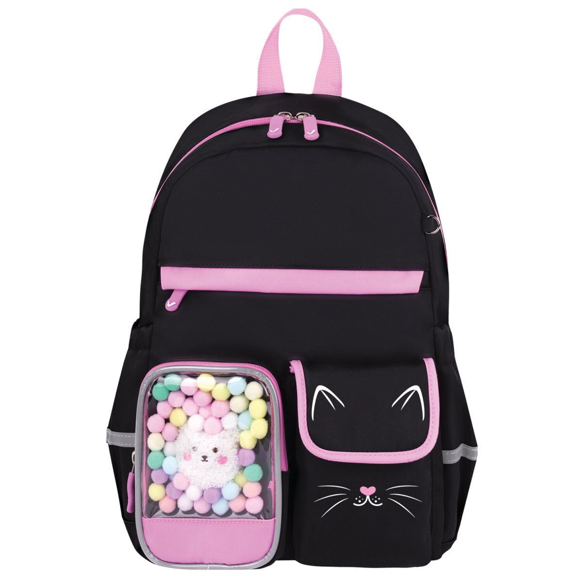 Обложка товара «Рюкзак BRAUBERG PASTEL с термонашивками в комплекте, Black kitty, черный, 40х29х14 см, 273128»