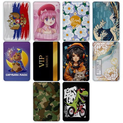 Обложка-карман для карт и пропусков "Cool Mix", 100*65 мм, 10 дизайнов ассорти, ПВХ, STAFF, 238336