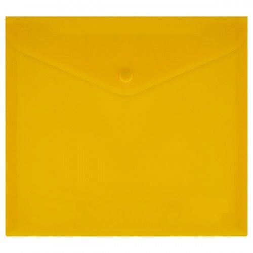 Папка-конверт на кнопке Планета книги В5, 180мкм, пластик, прозрачная, желтая 