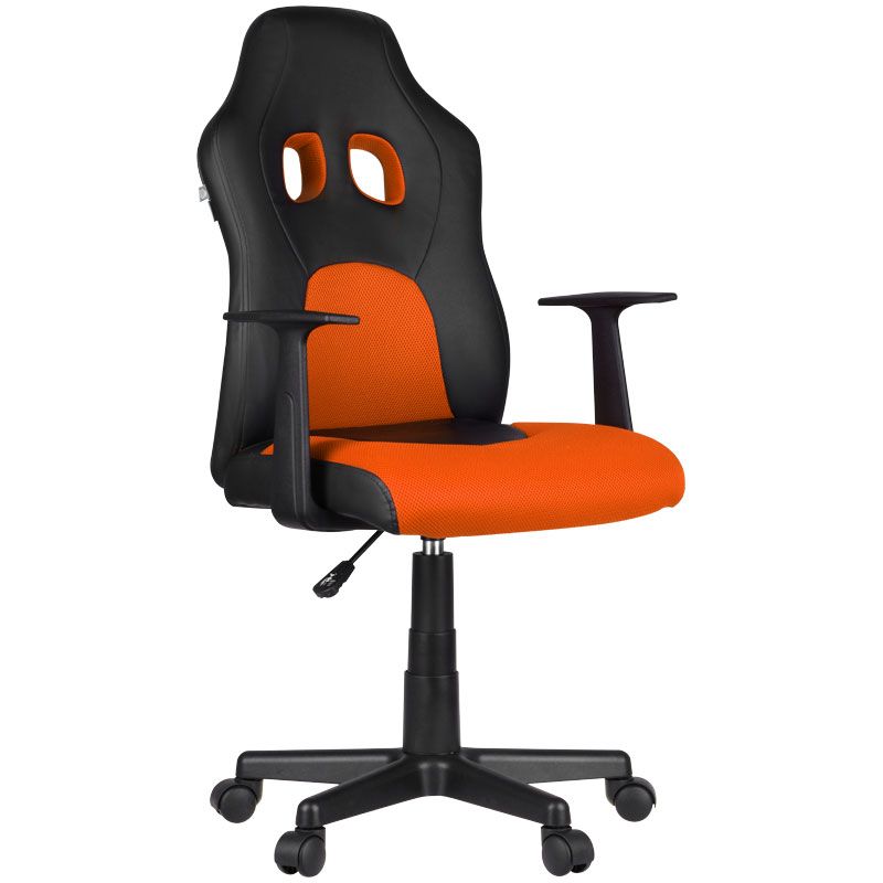 Кресло игровое Helmi HL-S12 "Mini", экокожа/ткань, черная/оранжевая