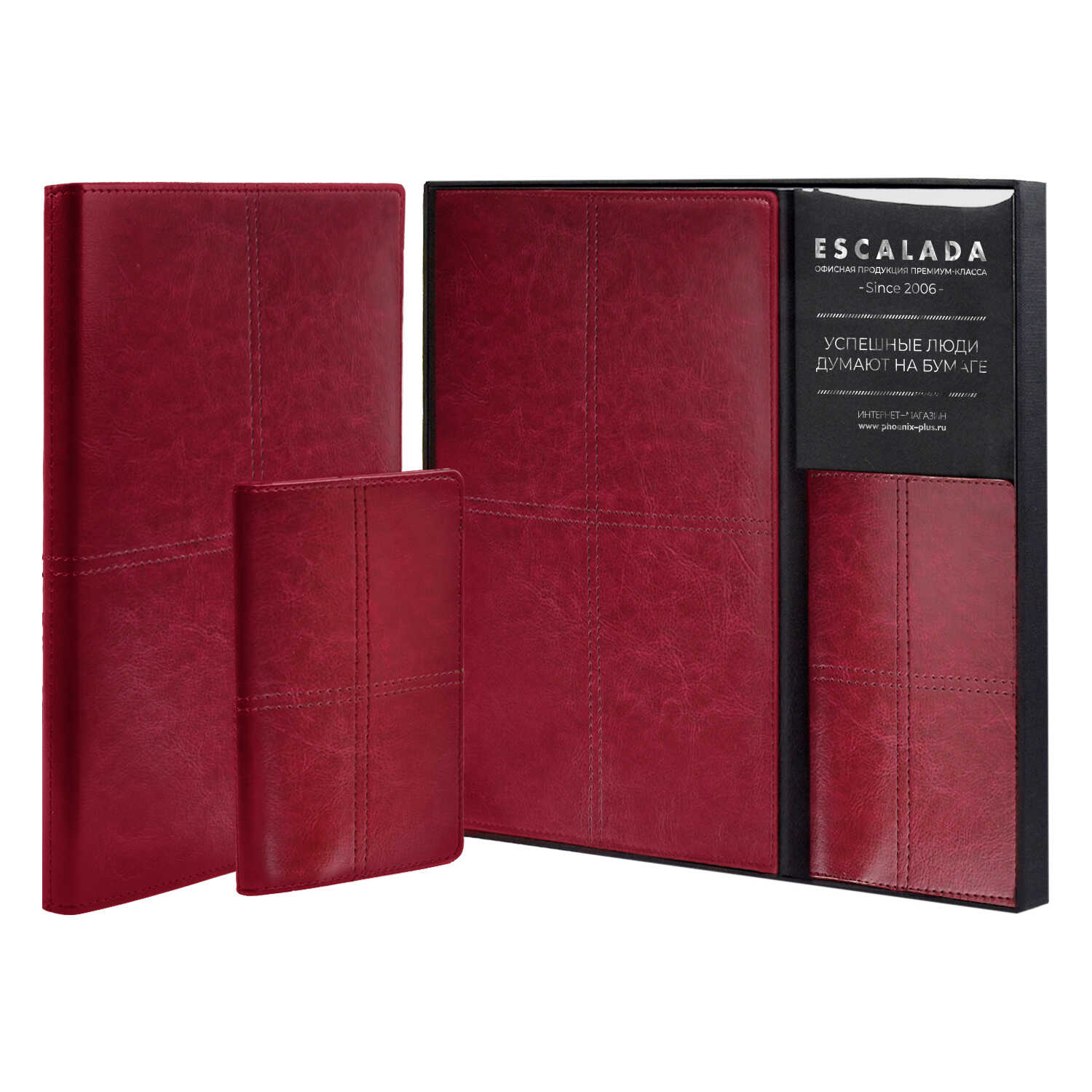Записная книжка + обложка для паспорта (набор подарочный)  ESCALADA, А5+, 120 л.,  САРИФ БОРДОВЫЙ