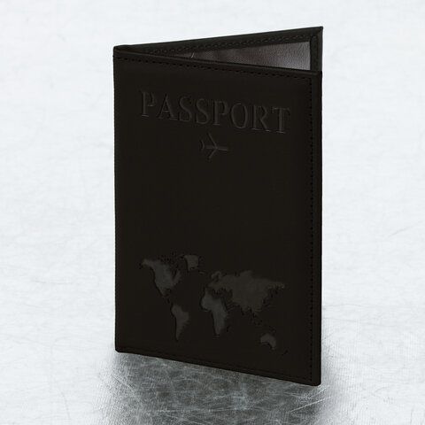 Обложка для паспорта "Passport map", экокожа soft touch, черная, STAFF, 238760