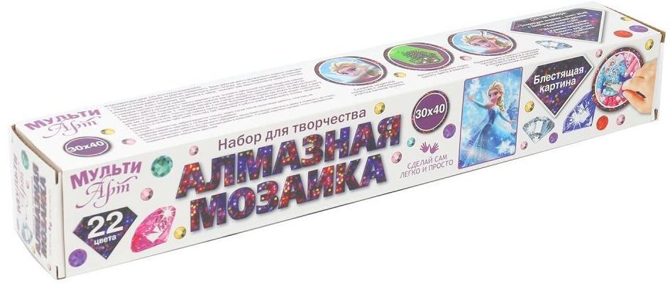 Обложка товара «Алмазная мозаика 30*40 в рулоне снежная принцесса МУЛЬТИ АРТ в кор.36шт»