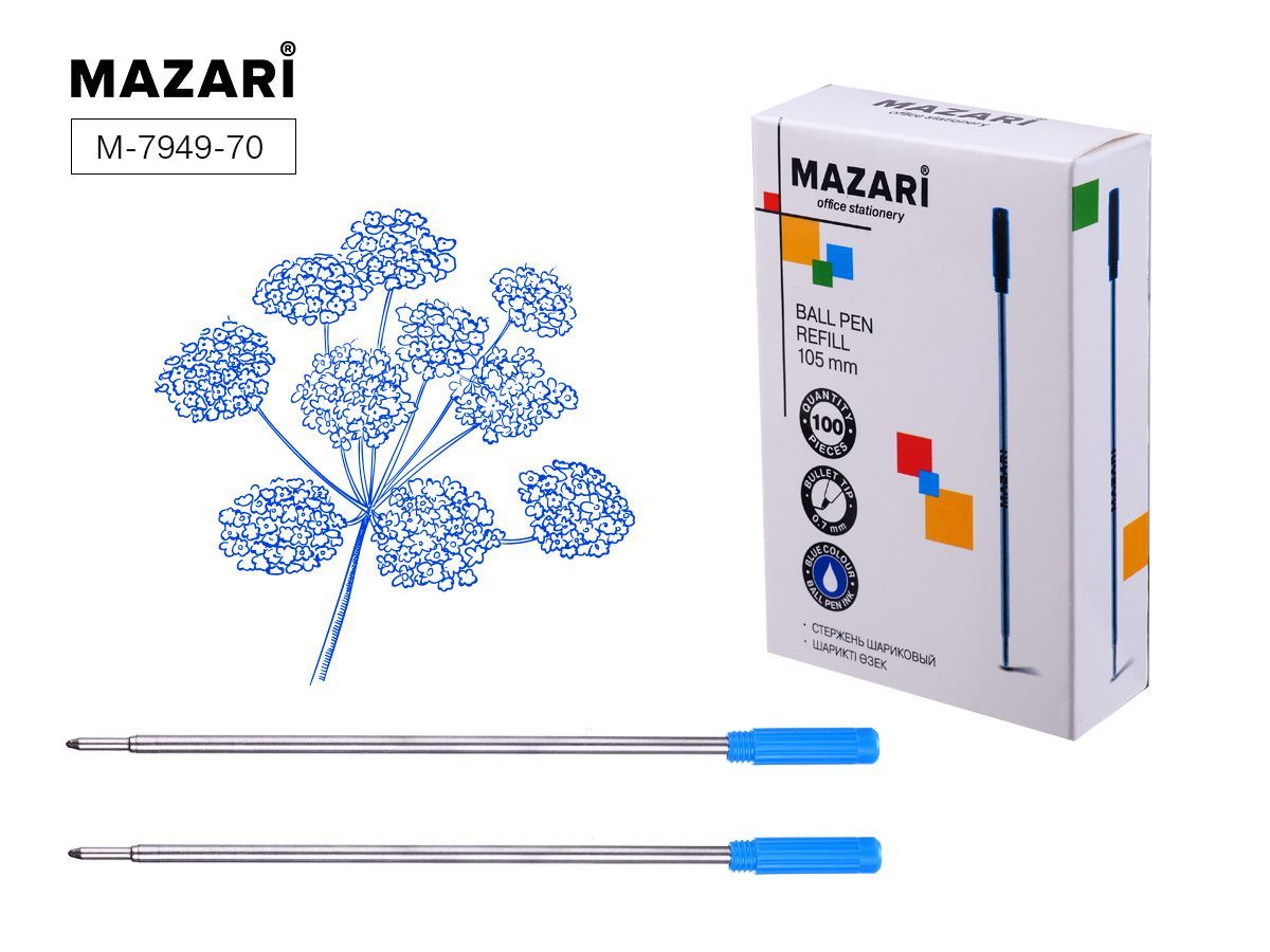 Стержень шариковый, поворотный механизм, СИНИЙ, металлический, пулевидный пиш.узел 0.7мм, длина 105 мм
