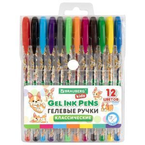 Обложка товара «Ручки гелевые КЛАССИЧЕСКИЕ BRAUBERG KIDS "CUTE ANIMALS", НАБОР 12 ЦВЕТОВ, линия письма 0,7мм, 144445»
