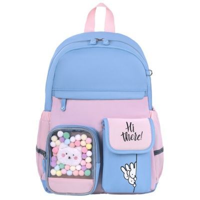 Обложка товара «Рюкзак BRAUBERG PASTEL с термонашивками в комплекте, Friendly bunnies, голубой, 40х29х14см, 271423»