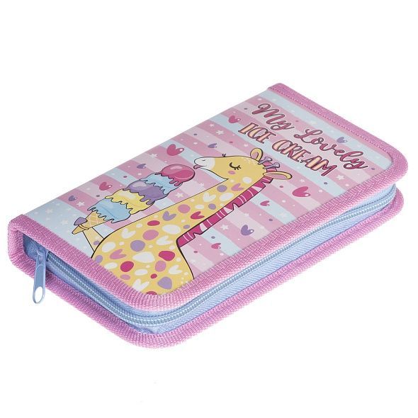 Пенал Hatber 190х115мм 1 отделение на молнии -Жирафик- с табл.умножения  в индив.упак.