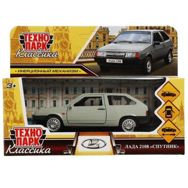 Обложка товара «Машина металл LADA-2108 "СПУТНИК" 12 см, двер, баг, инерц, серебристый, кор. Технопарк »