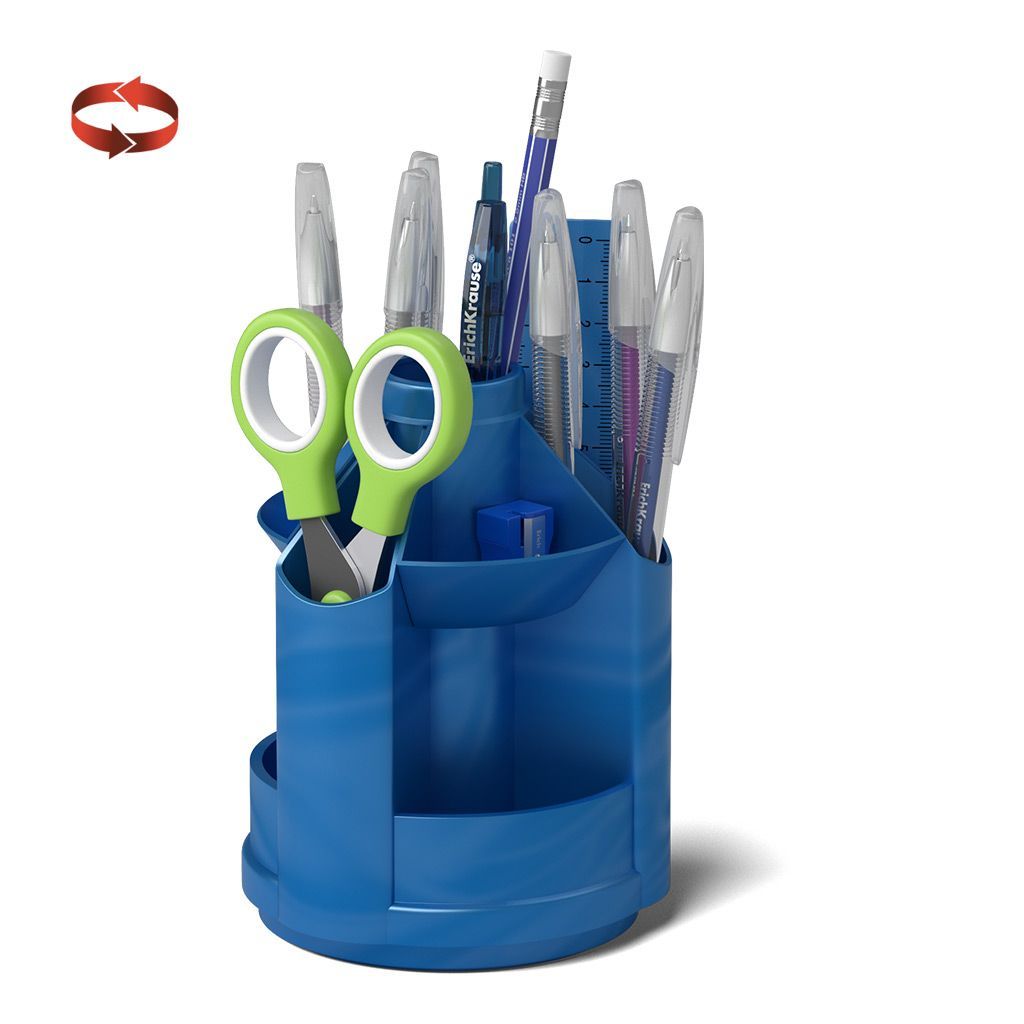 Набор настольный вращающийся пластиковый ErichKrause® Mini Desk, Ice Metallic, синий