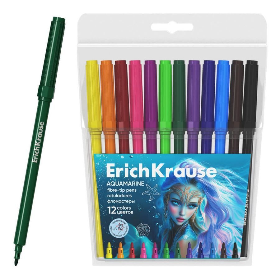 Обложка товара «Фломастеры ErichKrause Aquamarine, 12 цветов »
