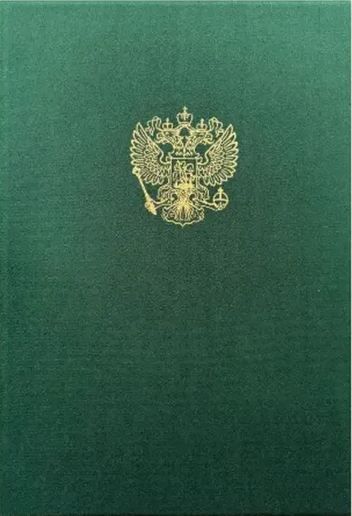 Папка бархатная поздравительная Символика РФ Зеленая