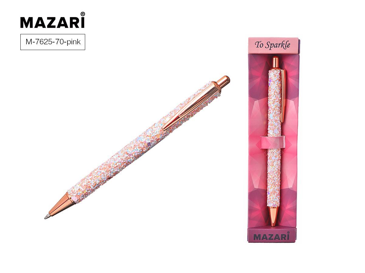 Ручка шариковая автоматическая TO SPARKLE-3, СИНЯЯ, пулевидный пиш.узел 1.0 мм, корпус металлический розовый