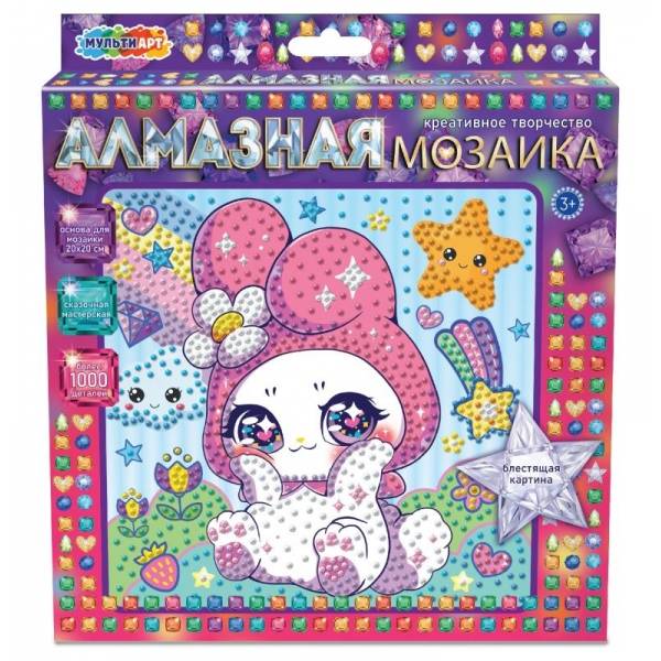 Обложка товара «Алмазная мозаика 20*20 см кавайный зайка МУЛЬТИ АРТ»