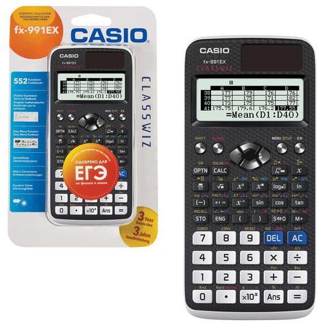 Калькулятор инженерный CASIO FX-991EX-S-ET-V (166х77мм), 552функции, двойное питание,серт. для ЕГЭ