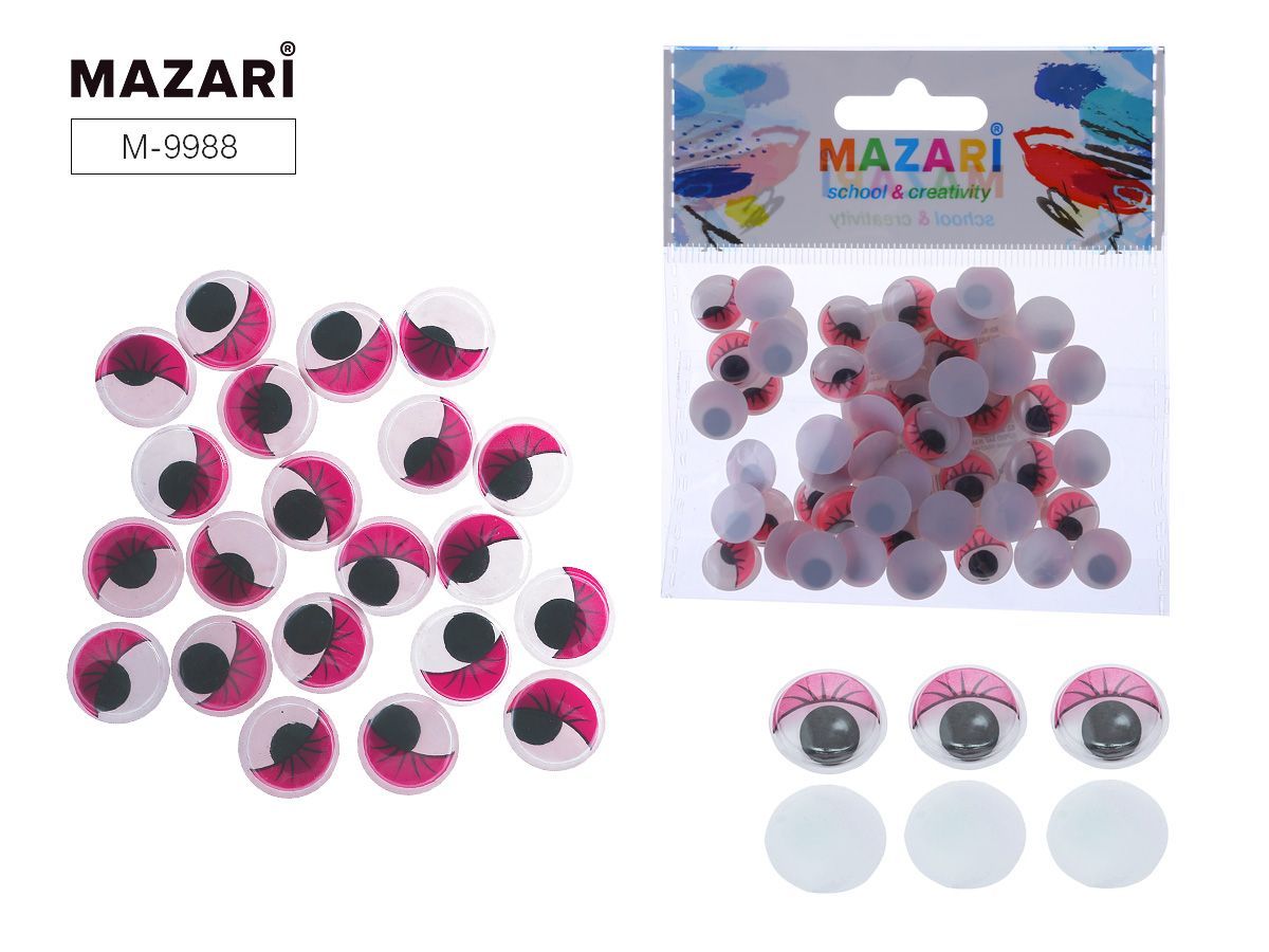 Набор для творчества № 14 ПОДВИЖНЫЕ ГЛАЗКИ С РЕСНИЦАМИ, 50 шт, диаметр  12 мм