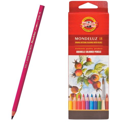 Цветные карандаши акварельные KOH-I-NOOR MONDELUZ 18 цветов шестигранные
