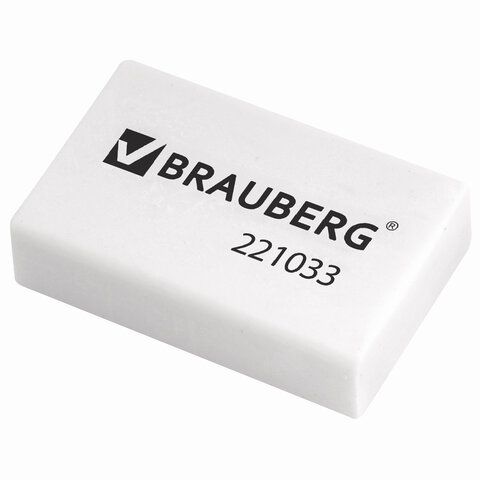 Резинка стирательная BRAUBERG (БРАУБЕРГ), 26х17х7 мм, цвет белый, в картонном дисплее