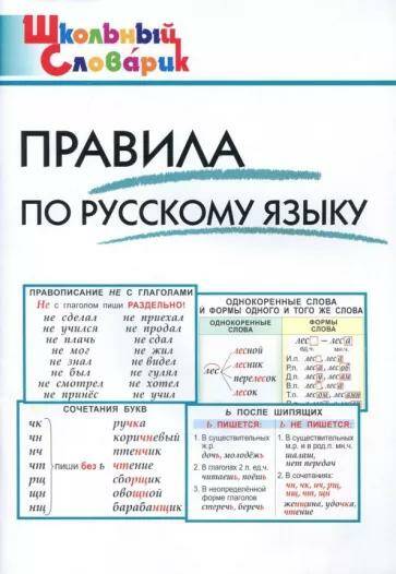 Русский язык Правила по русскому языку Школьный словарик И.В. Клюхина (2023)