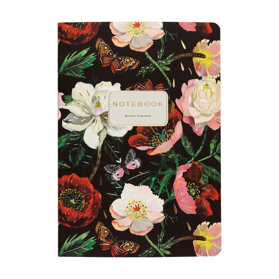 Обложка товара «ТЕТРАДЬ А5, Bruno Visconti "FLORA.Пионы на черном", 40л. клетка»