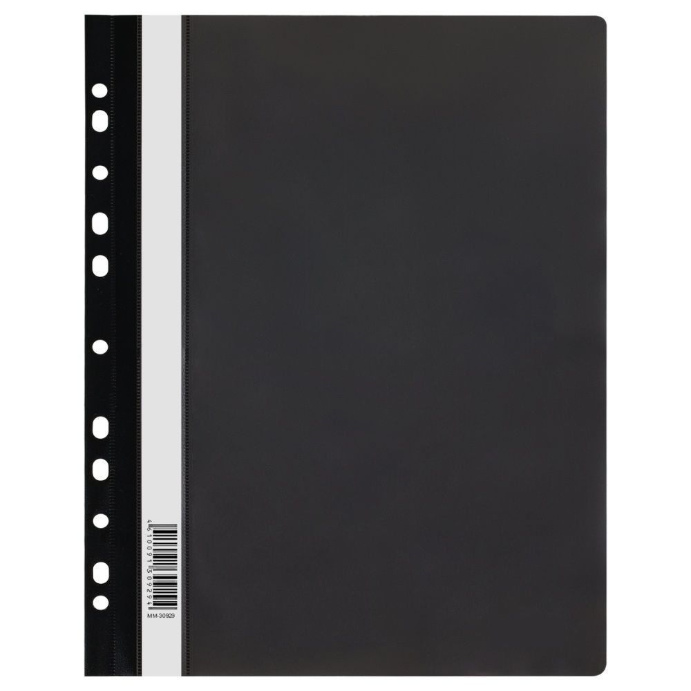 Папка-скоросшиватель Планета книги, пластик, А4, 180 мкм, черная с прозрачным верхом