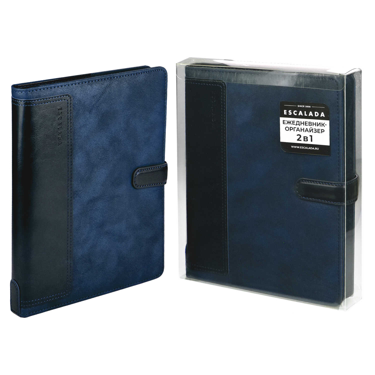 Ежедневник-органайзер недатированный  ESCALADA, А5+, 160 л., ТИВОЛИ СИНИЙ (кожзам:  170х225 мм, твёрдый переплёт)