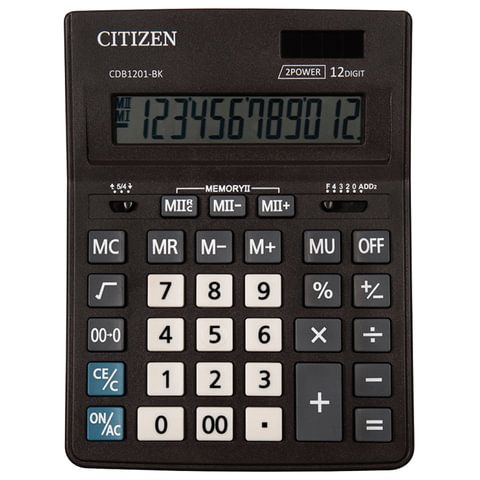 Калькулятор настольный Citizen Business Line CDB, 12 разр., двойное питание, 157*200*35мм, черный CD