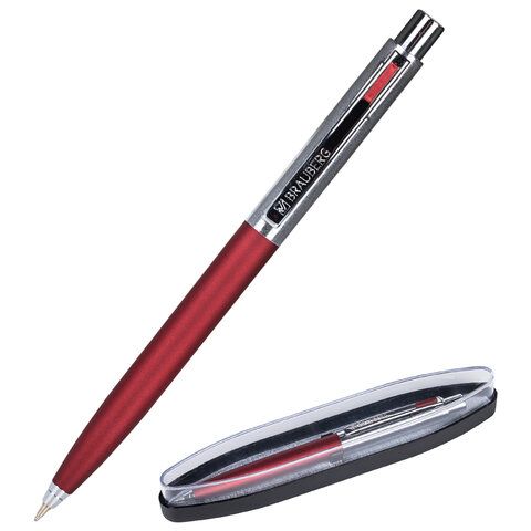 Ручка подарочная шариковая BRAUBERG Cornetto, СИНЯЯ, корпус серебр.с бордовым, линия 0,5 мм, 143492