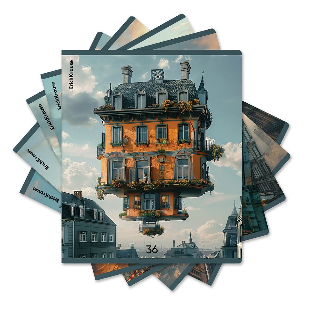 Тетрадь 36 листов, клетка ErichKrause Flying House _MIX-PACK