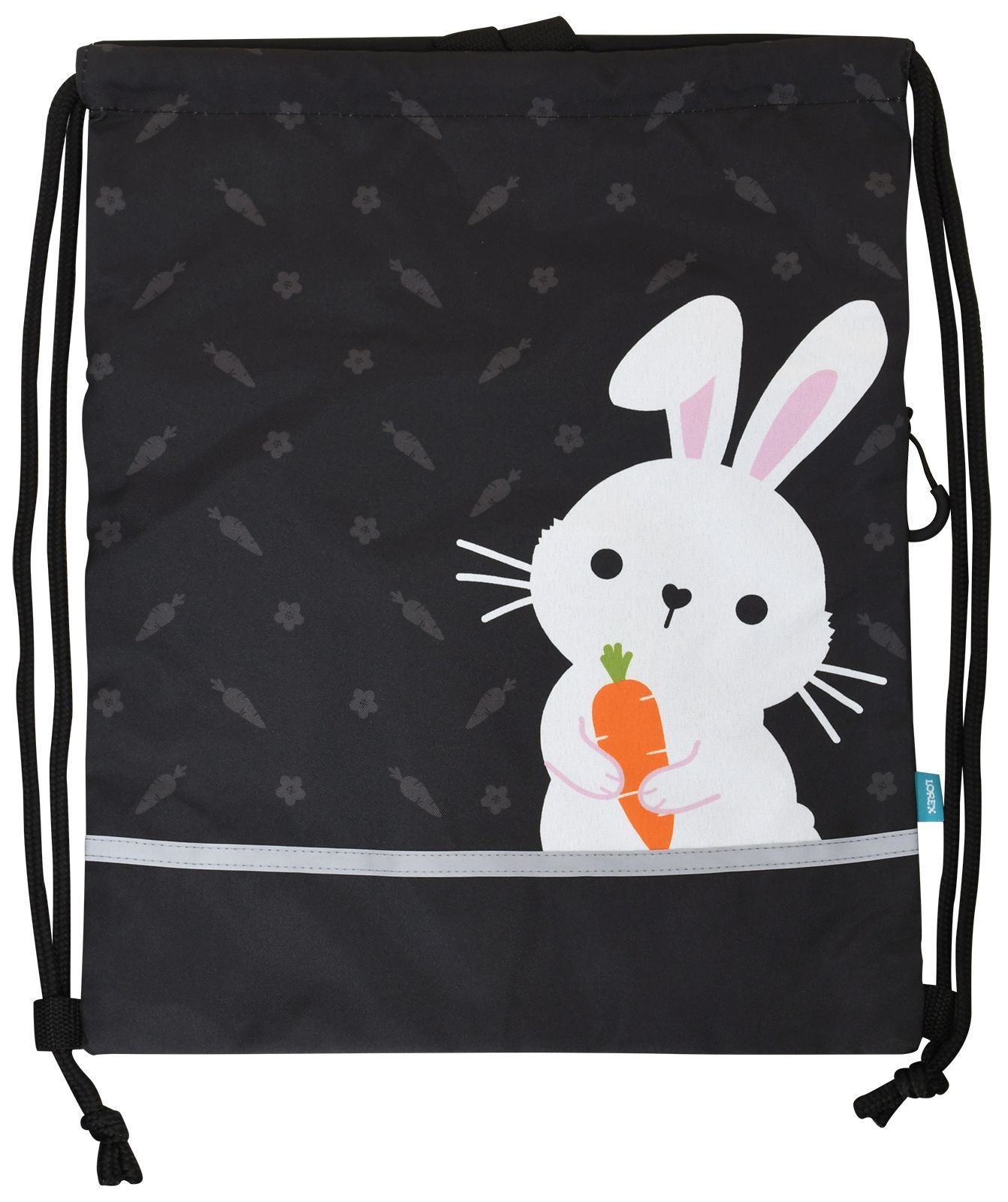 Мешок для обуви LOREX KIDS WHITE RABBIT 42x34 см черн. 1 отд. с бол.  карманом на