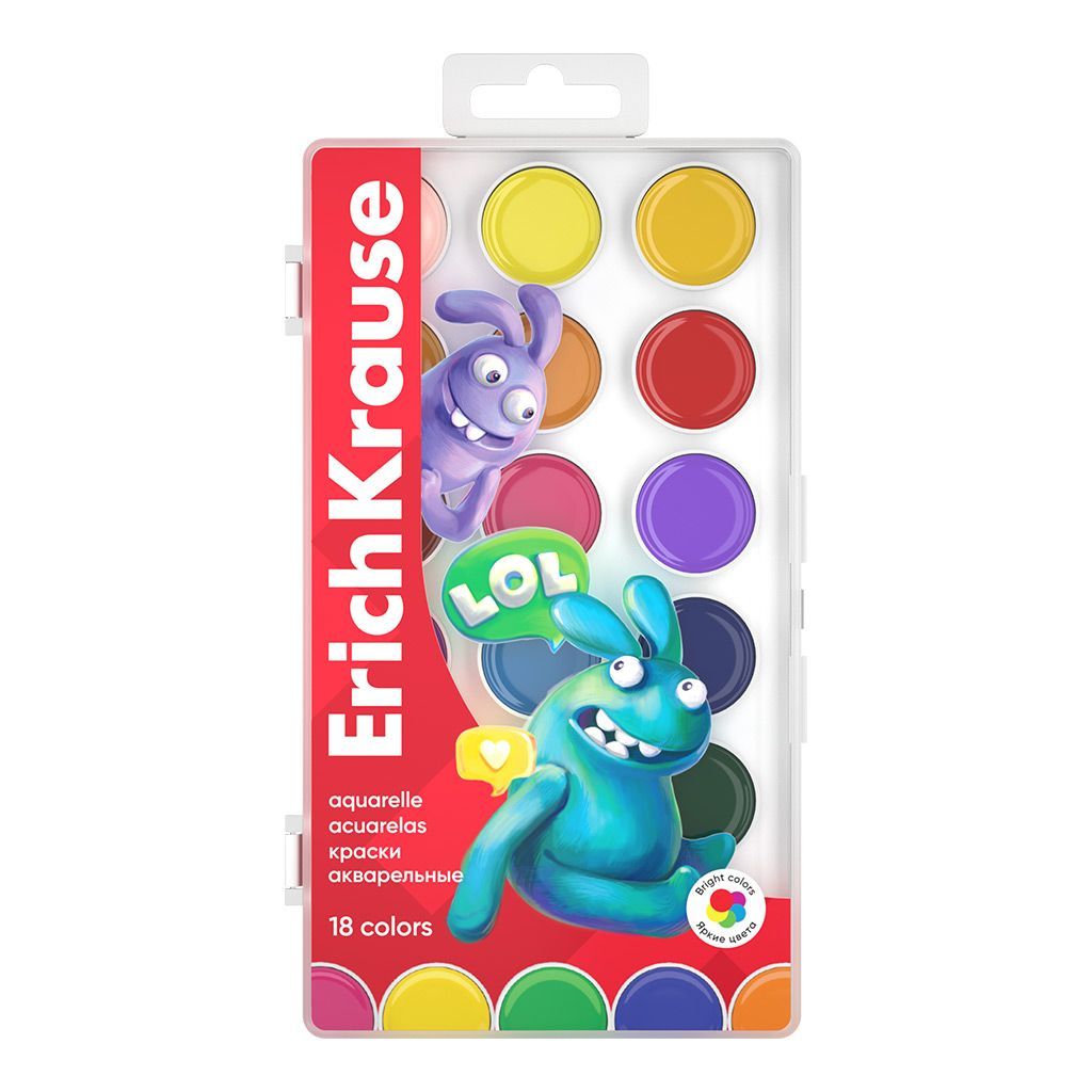 Обложка товара «Краски акварельные ErichKrause Jolly Friends 18 цветов »
