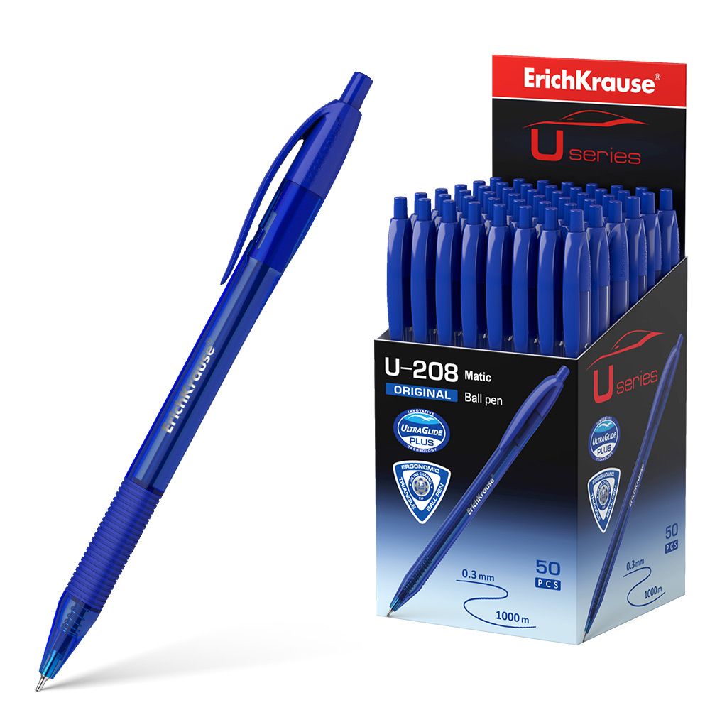 6 Ручка шариковая автоматическая ErichKrause® U-208 Original Matic 1.0, Ultra Glide Technology, цвет чернил синий.jpg